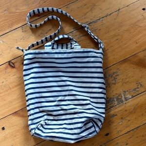 BAGGU Navy and Cream Striped Tote